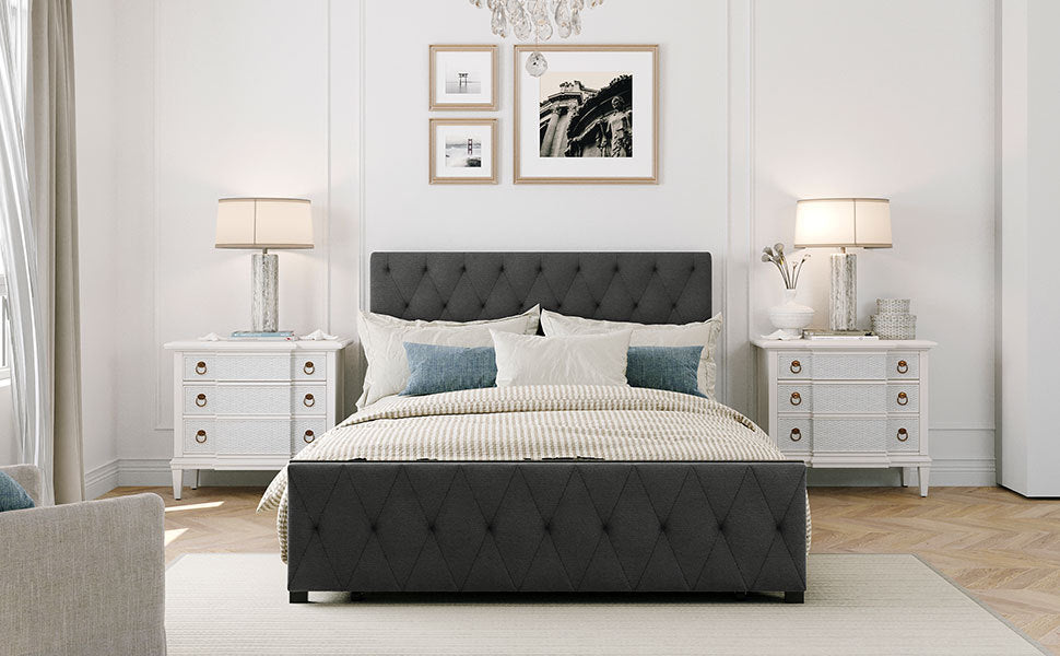 Apex Full Size Storage Bed Metal Platform Bed with Drawer - Gray