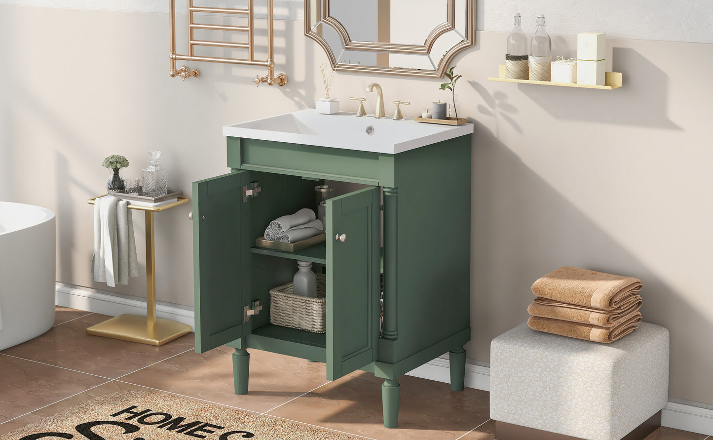 Modern Storage Bathroom Vanity with Top Sink