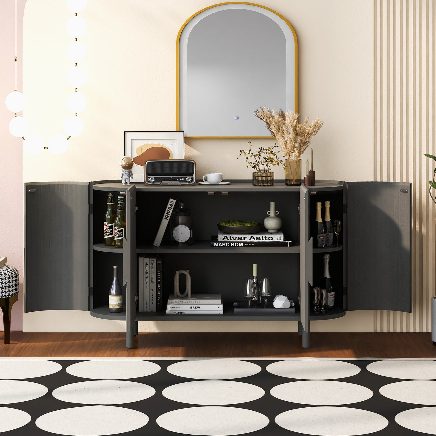 U Storage Sideboard Cabinet - Walnut