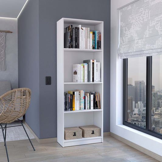 Abo Bookcase Cabinet with 4-Shelf - White