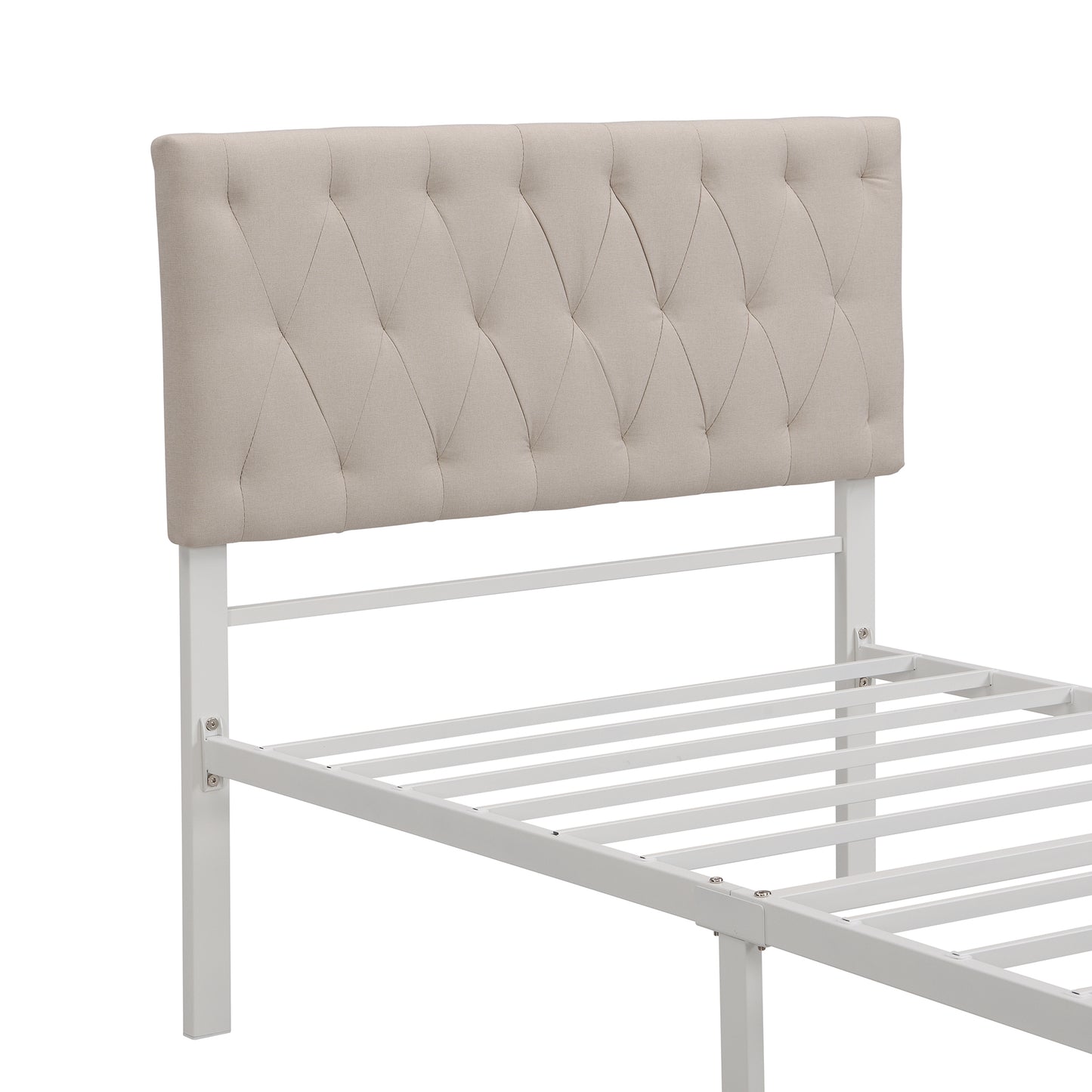 Apex Twin Size Storage Bed Metal Platform Bed with Drawer - Beige