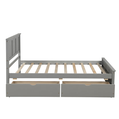 Iso Twin Size Platform Bed with 2 under-bed drawers - Gray