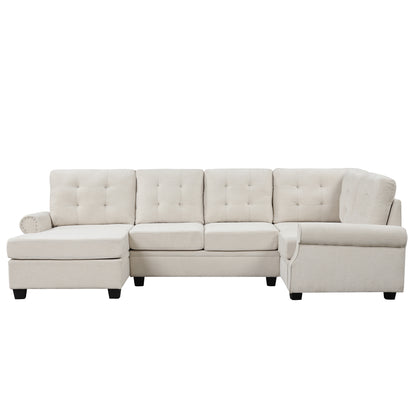 Aisha Modern U-Shaped Corner Sectional Sofa - Beige