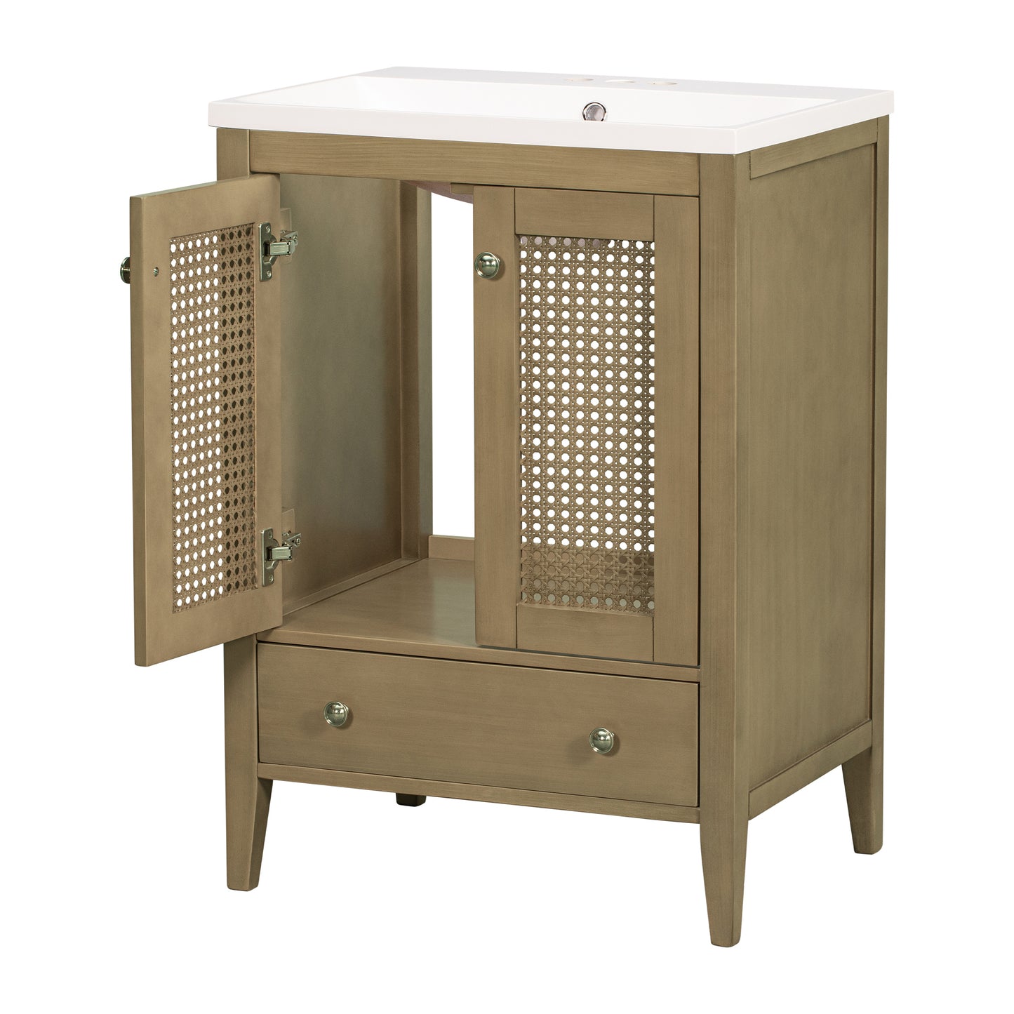 Rattan 24" Bathroom Vanity with Ceramic Basin