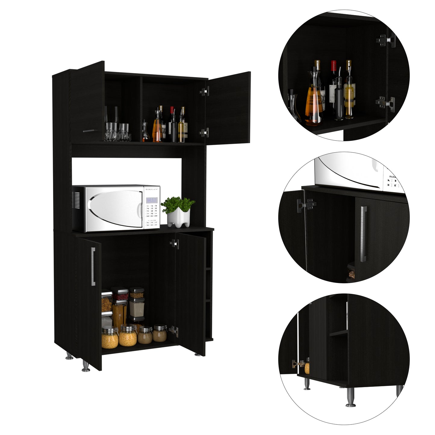 Bayshore 3-Shelf Pantry Cabinet - Black