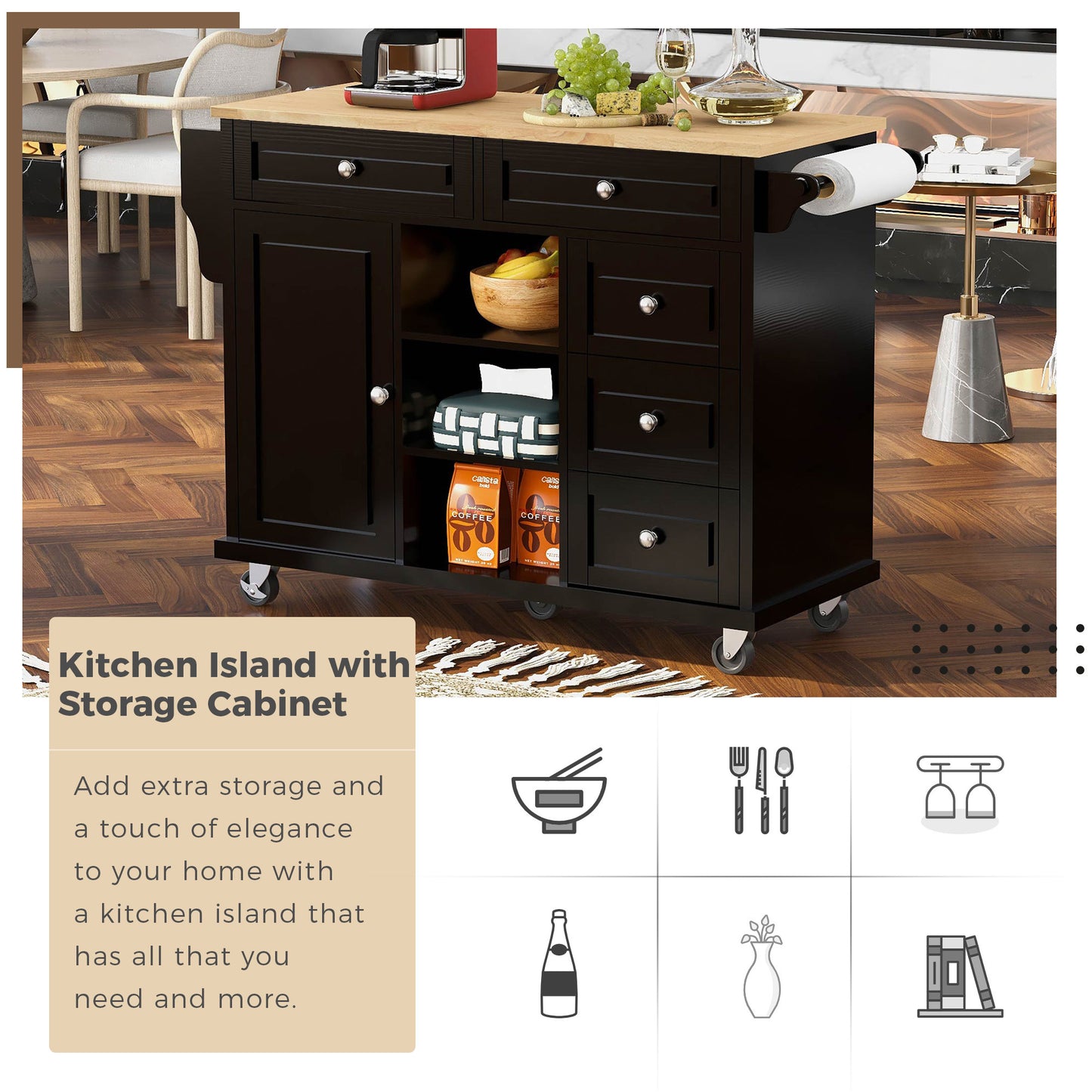 Pantry Mate Kitchen Cart - Black