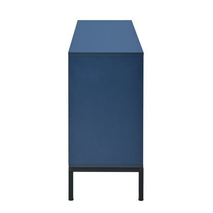 Exquisite Vertical-Striped Four-Door Sideboard - Navy Blue