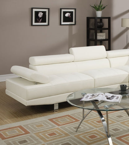 Akira Sectional Sofa Adjustable Headrest - White