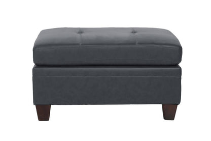 Nia Genuine Leather Tufted 6pc Sectional Set 2x Corner Wedge 2x Armless Chair 2x Ottomans - Black