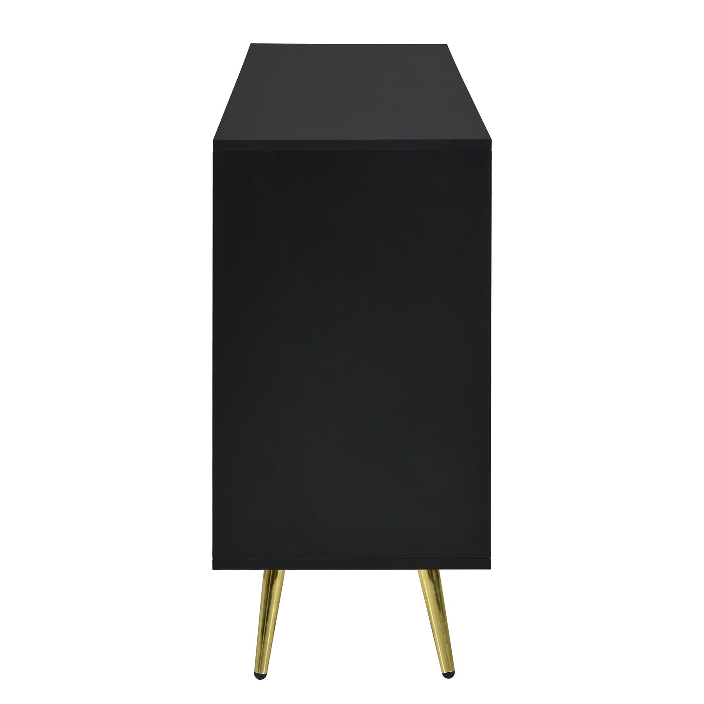 Exquisite Vertical-Striped Four-Door Sideboard - Black