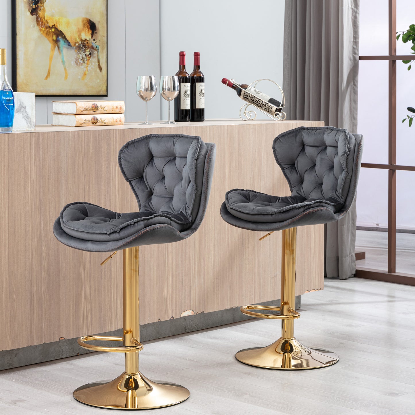 Layer Luxe Bar Stools - Gray Set of 2