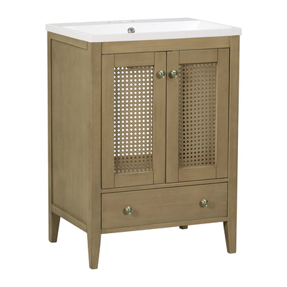 Rattan 24" Bathroom Vanity with Ceramic Basin