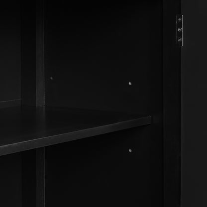 Briony Geometric Line Patterns Sideboard Buffet - Black