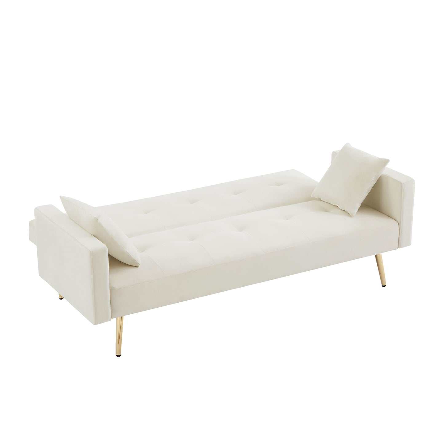 Fuco Convertible Velvet Sofa Bed - Cream White