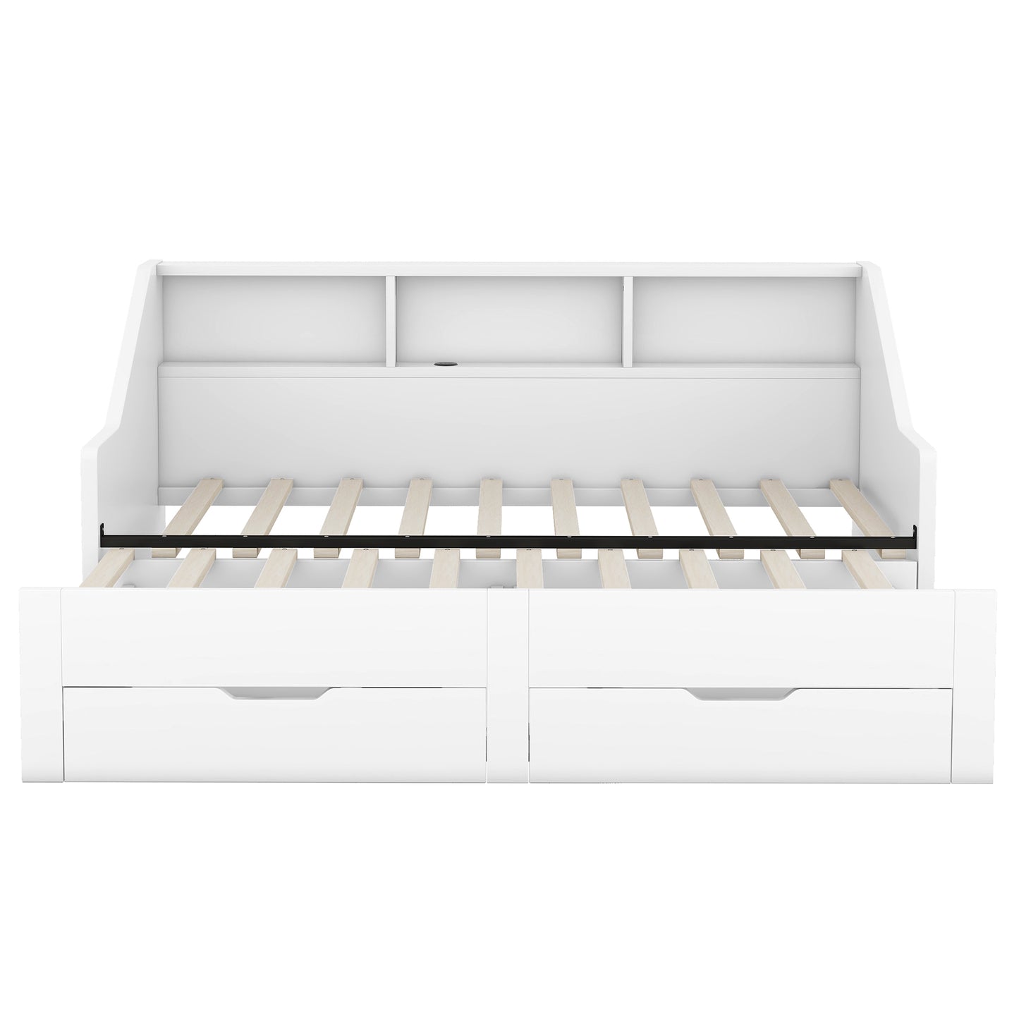 Zion Twin to King Size Daybed  with Storage Bookcases - White