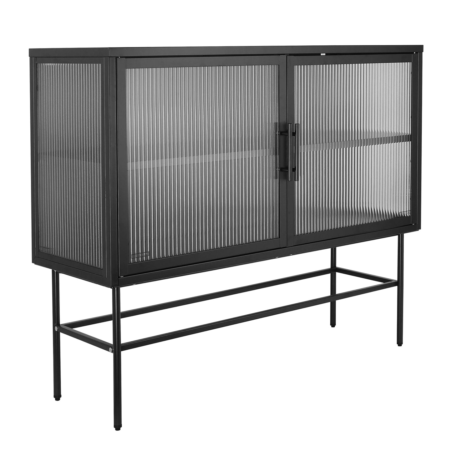 Pratt II Double Door Tempered Glass Sideboard - Black