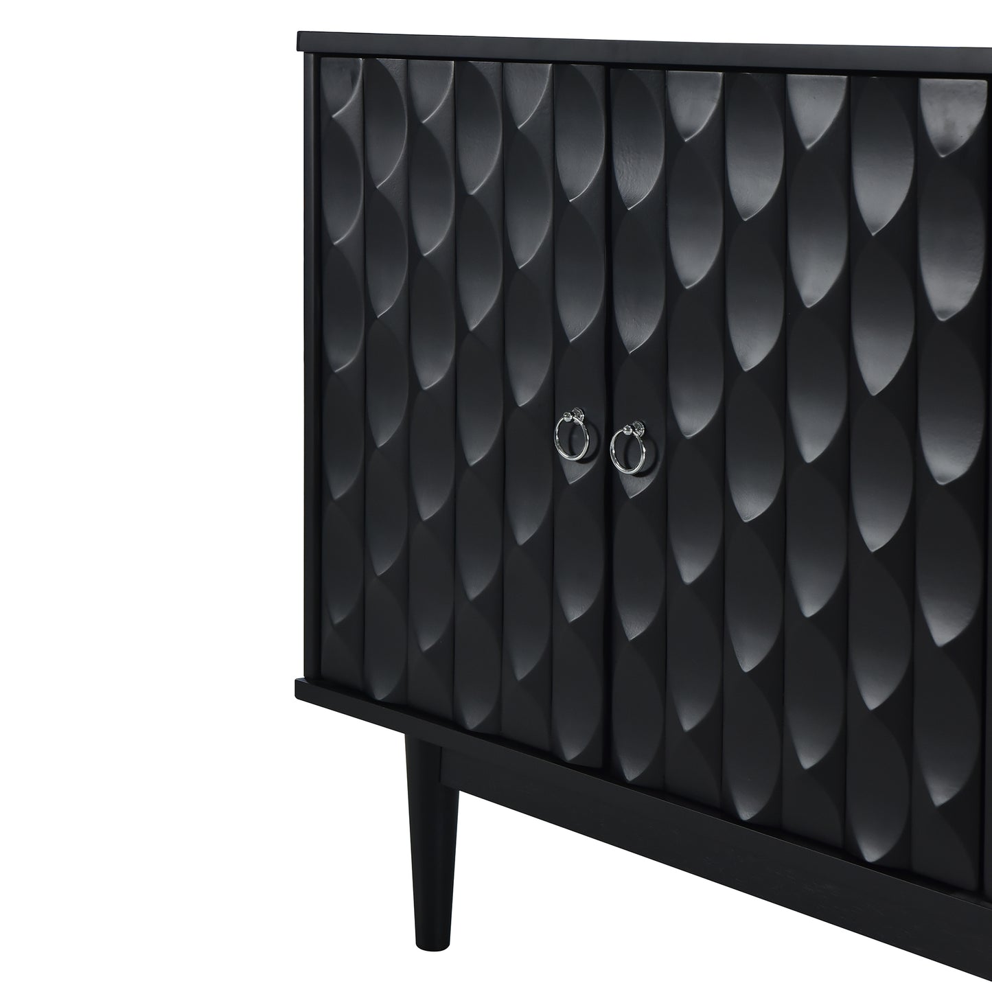 Celeste Convex Pattern Doors Sideboard Buffet - Black