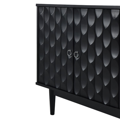 Celeste Convex Pattern Doors Sideboard Buffet - Black