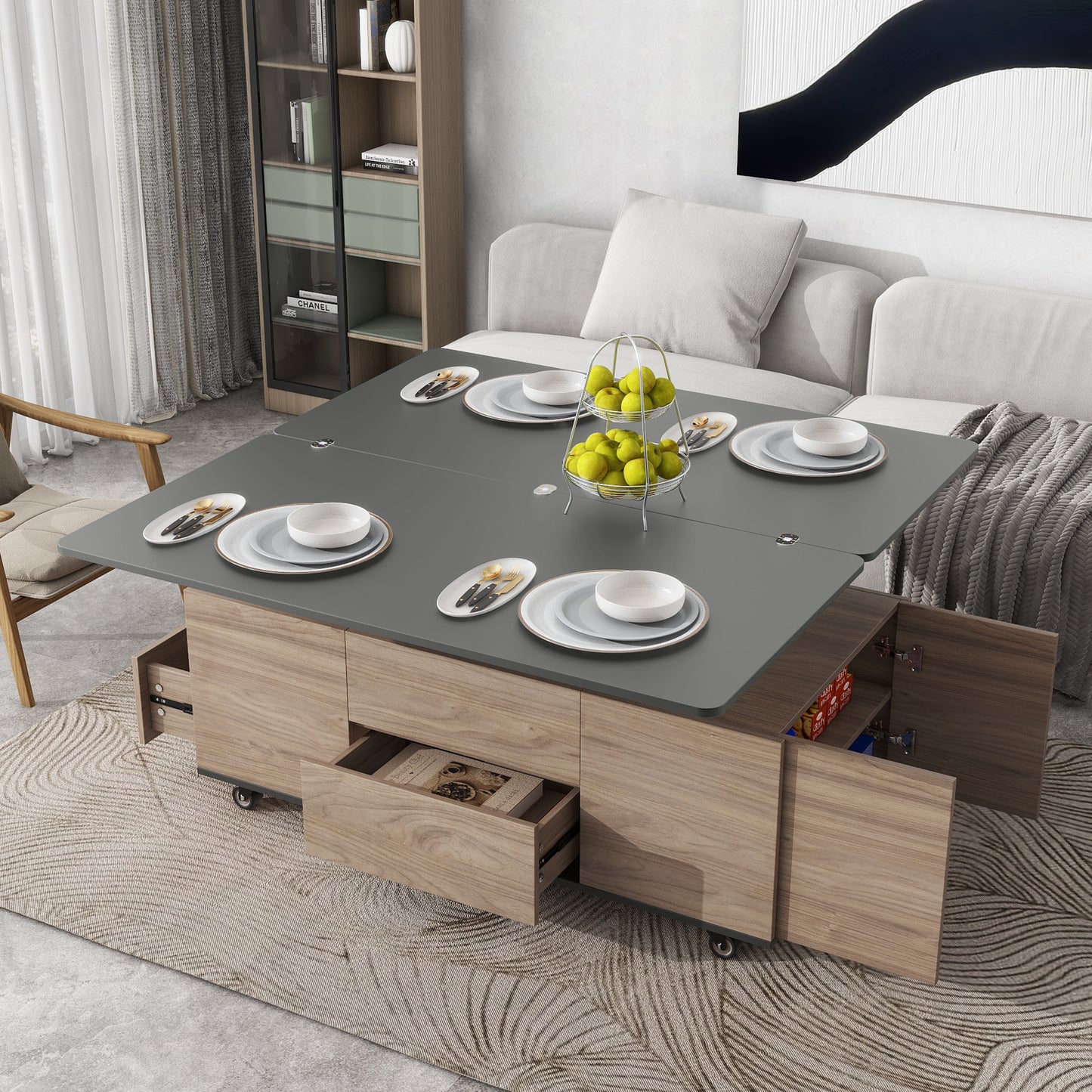 Regalia Modern Lift Top Coffee - Walnut & Black