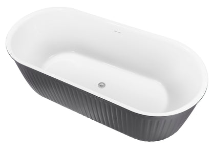Double Ended 67'' Oval Acrylic  Freestanding Soaking Tub - White+Gray