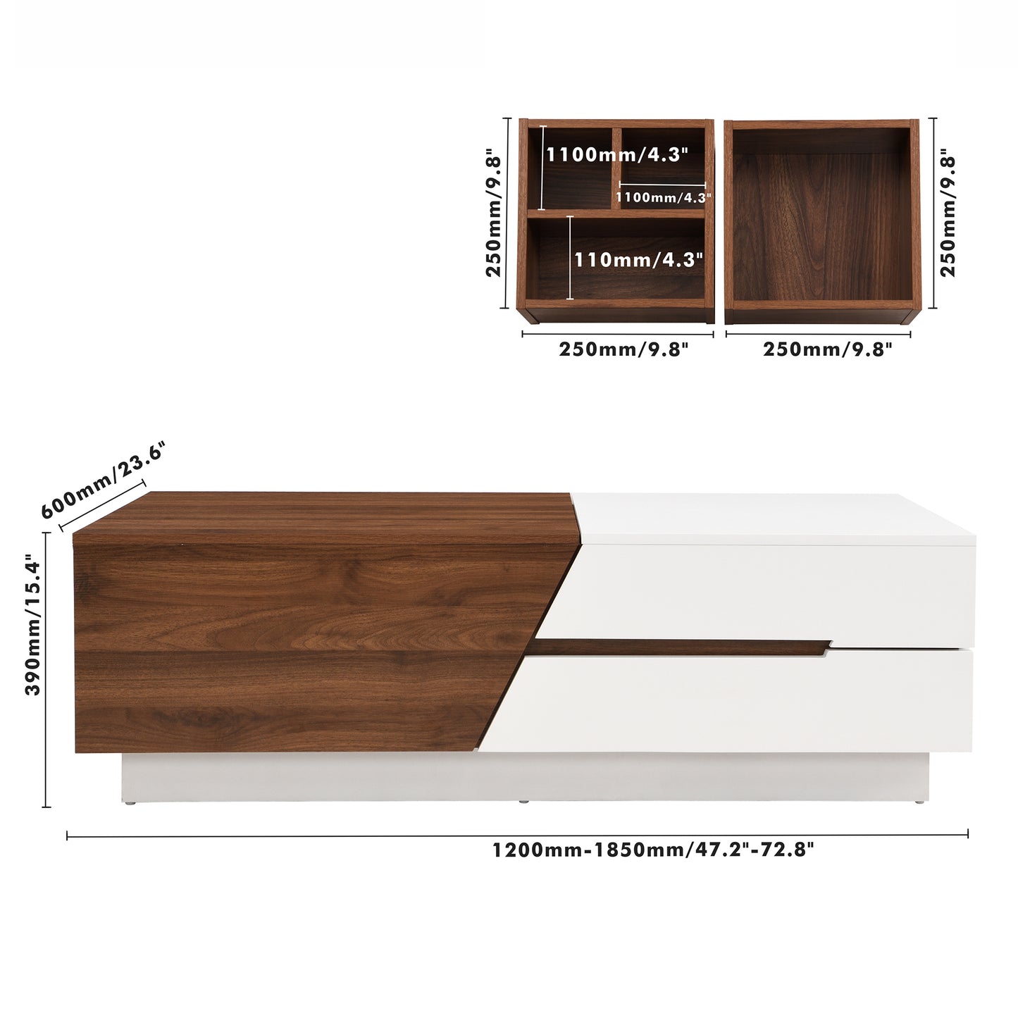 Duo Max Coffee Table - White&Walnut