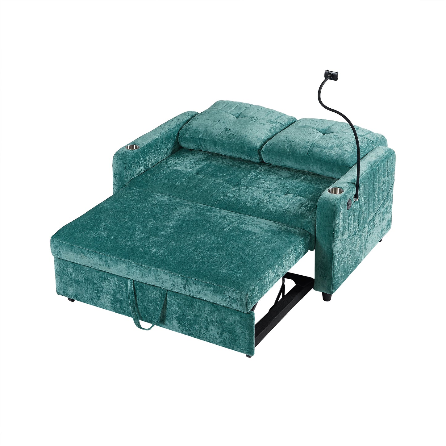 Rita Loveseat Pull-out Sofa Bed with Adjustable Backrest - Teal