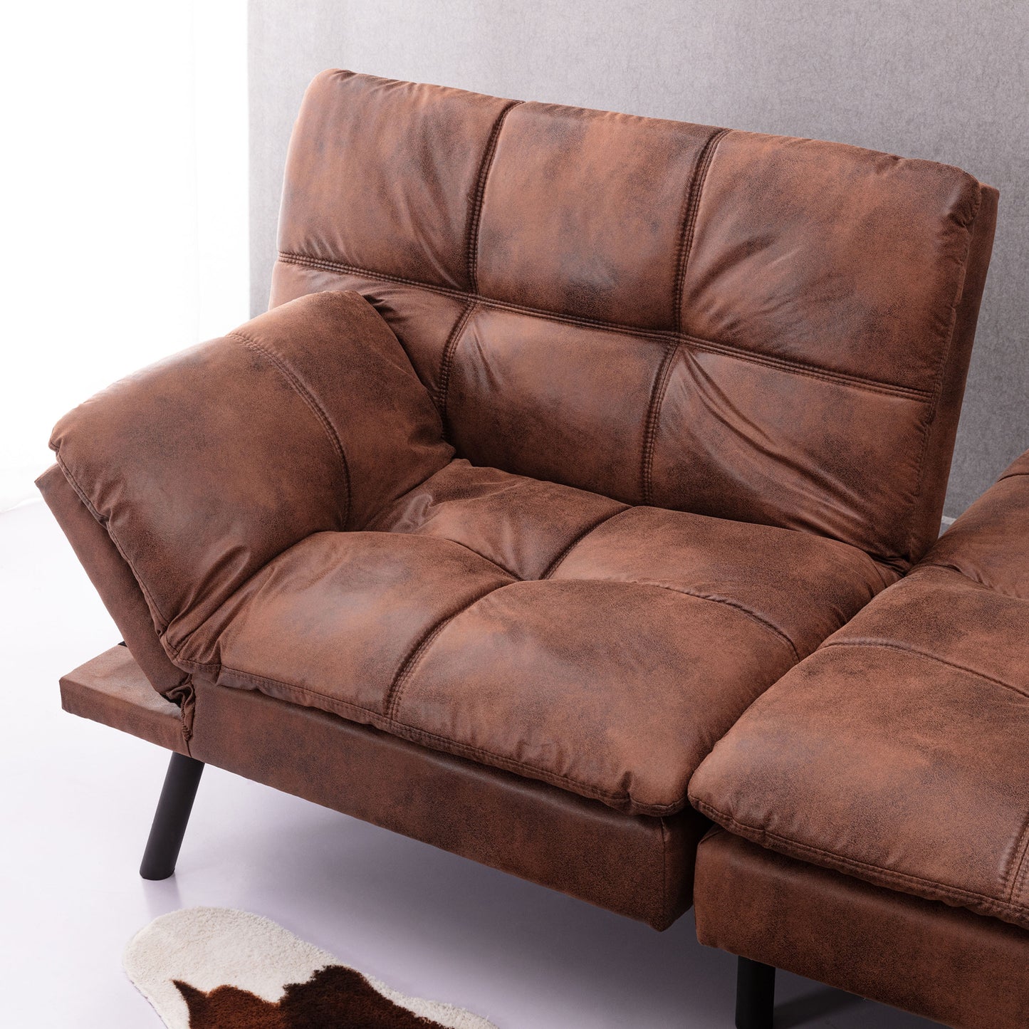 Koa Modern Convertible Memory Foam Futon Sofa Bed - Brown