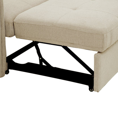 Tumic Pull-Out Sofa Bed L-Shape Sectional Sofa - Beige