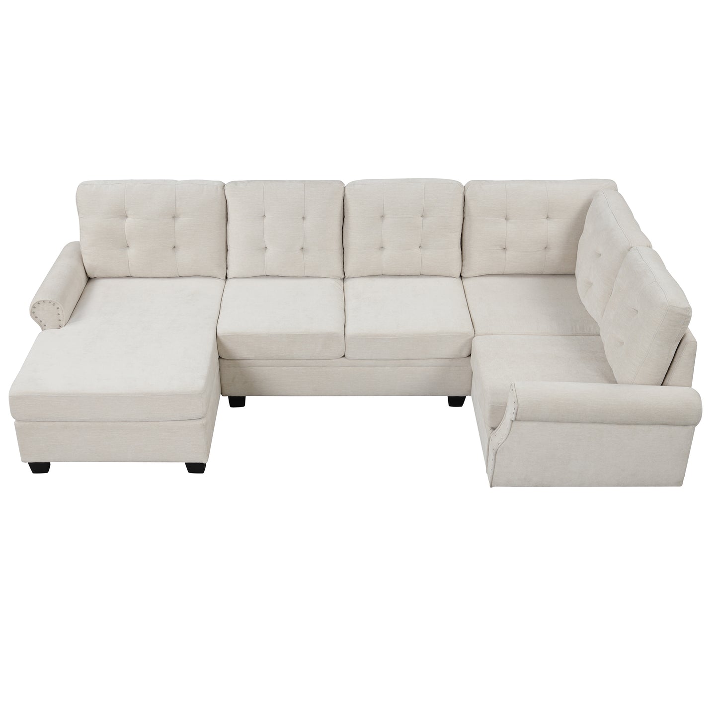 Aisha Modern U-Shaped Corner Sectional Sofa - Beige