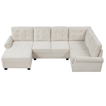 Aisha Modern U-Shaped Corner Sectional Sofa - Beige