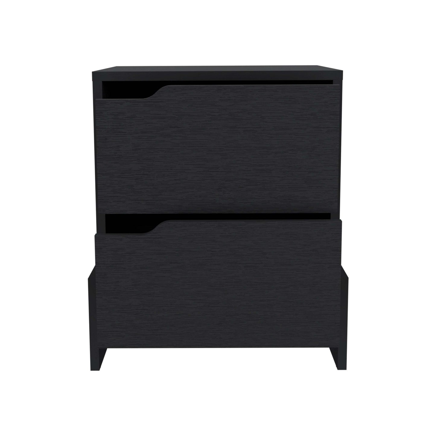 D2 Nightstand with 2-Drawers with Sturdy Base - Black