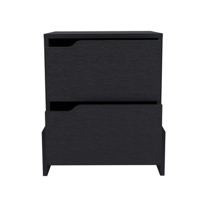 D2 Nightstand with 2-Drawers with Sturdy Base - Black