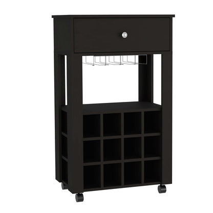 Minta Bar Cabinet With 2 Side Shelves - Black