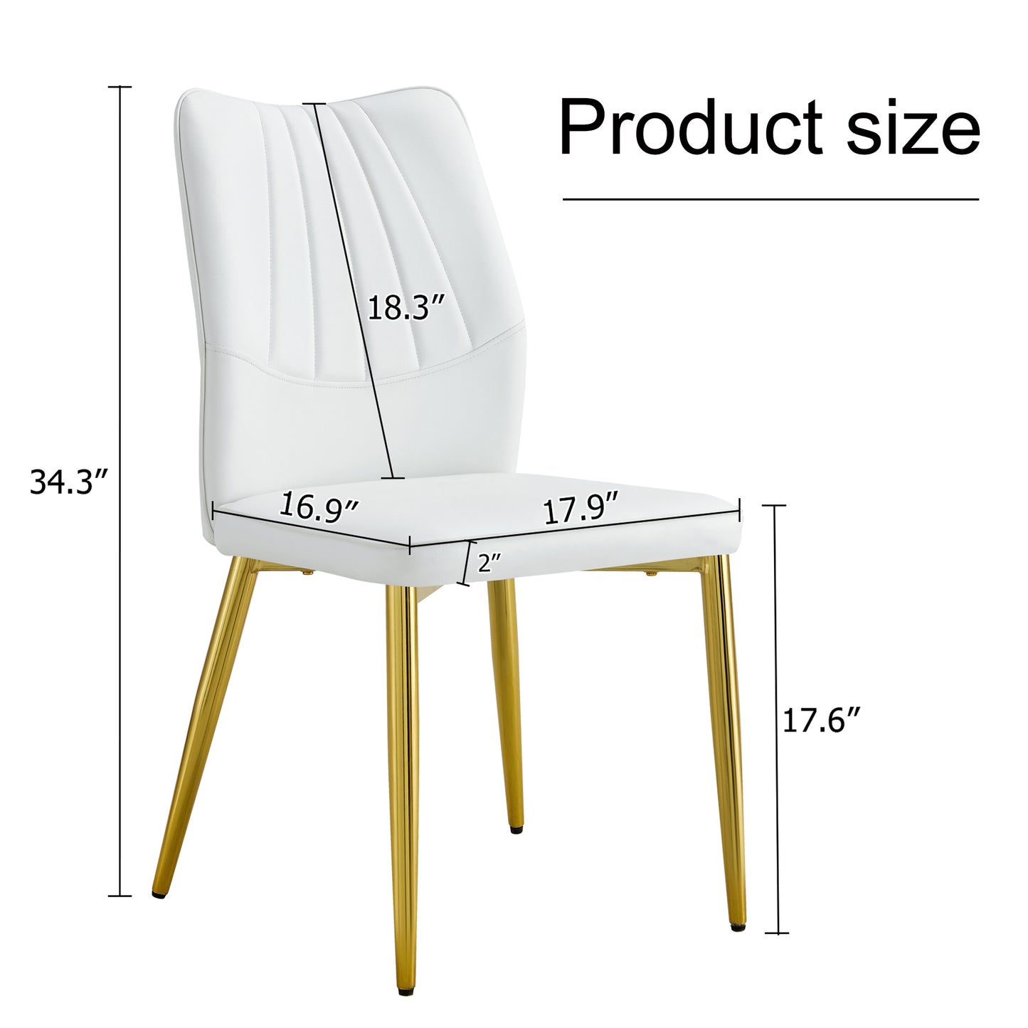 Baylor Dining Chairs with Golden Metal Leg (Set of 4) - White