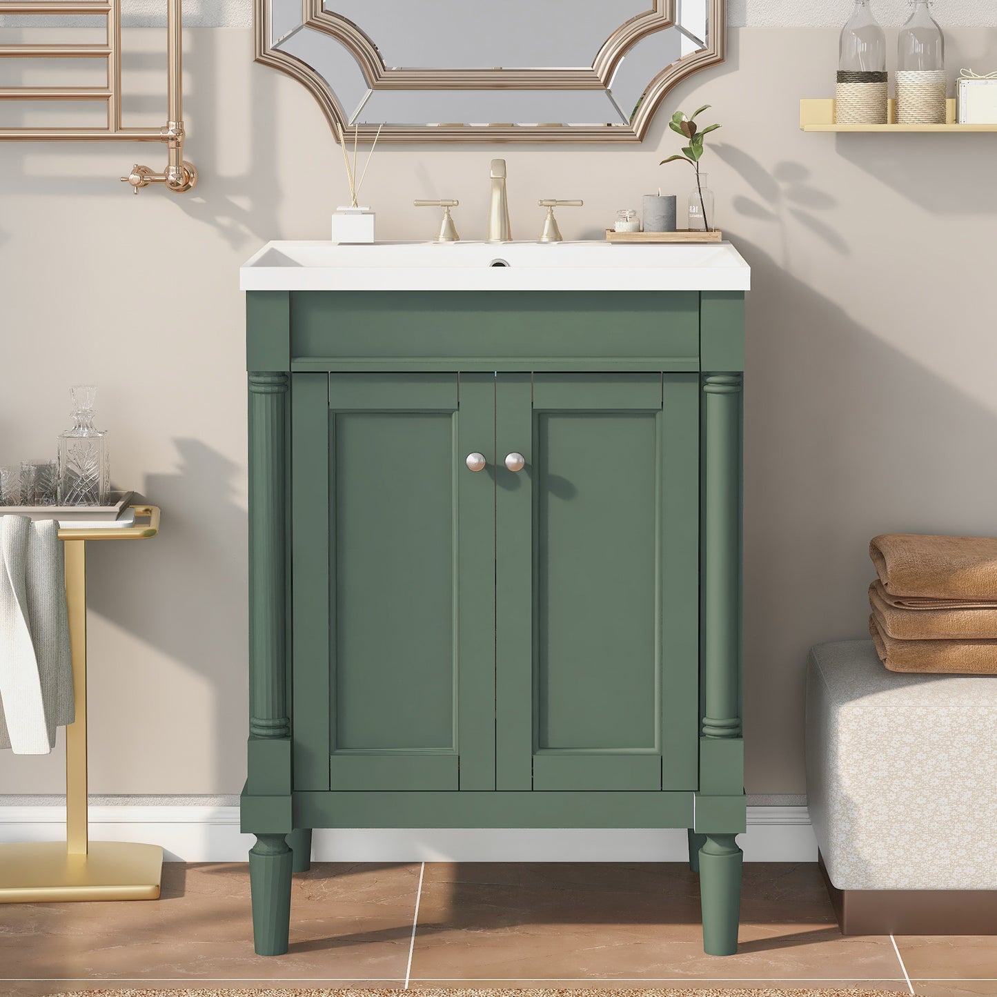 Modern Storage Bathroom Vanity with Top Sink