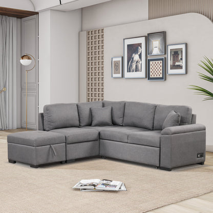 Kwame Sleeper Sectional Sofa - Dark Gray