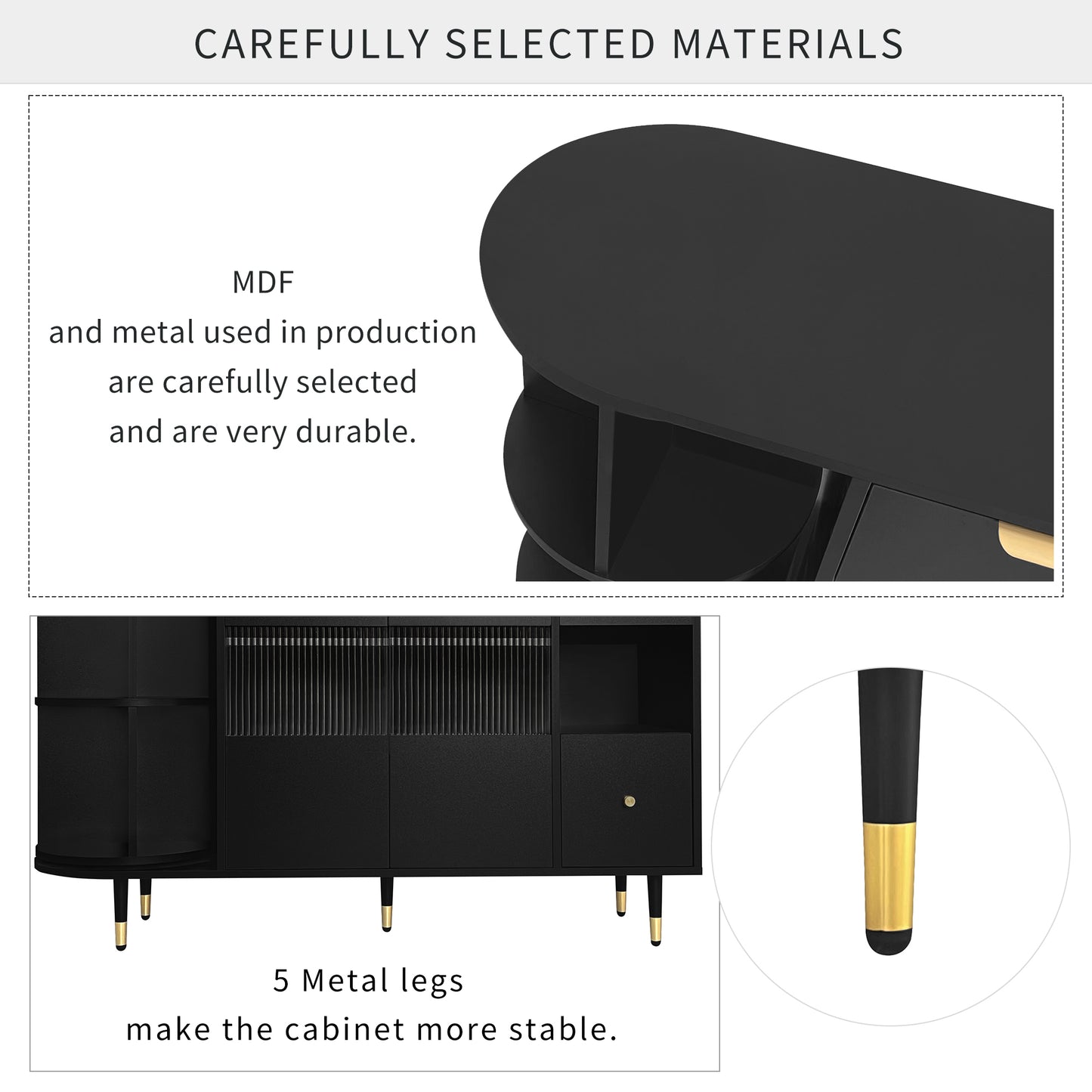 Greta Sideboard Buffet Cabinet - Black