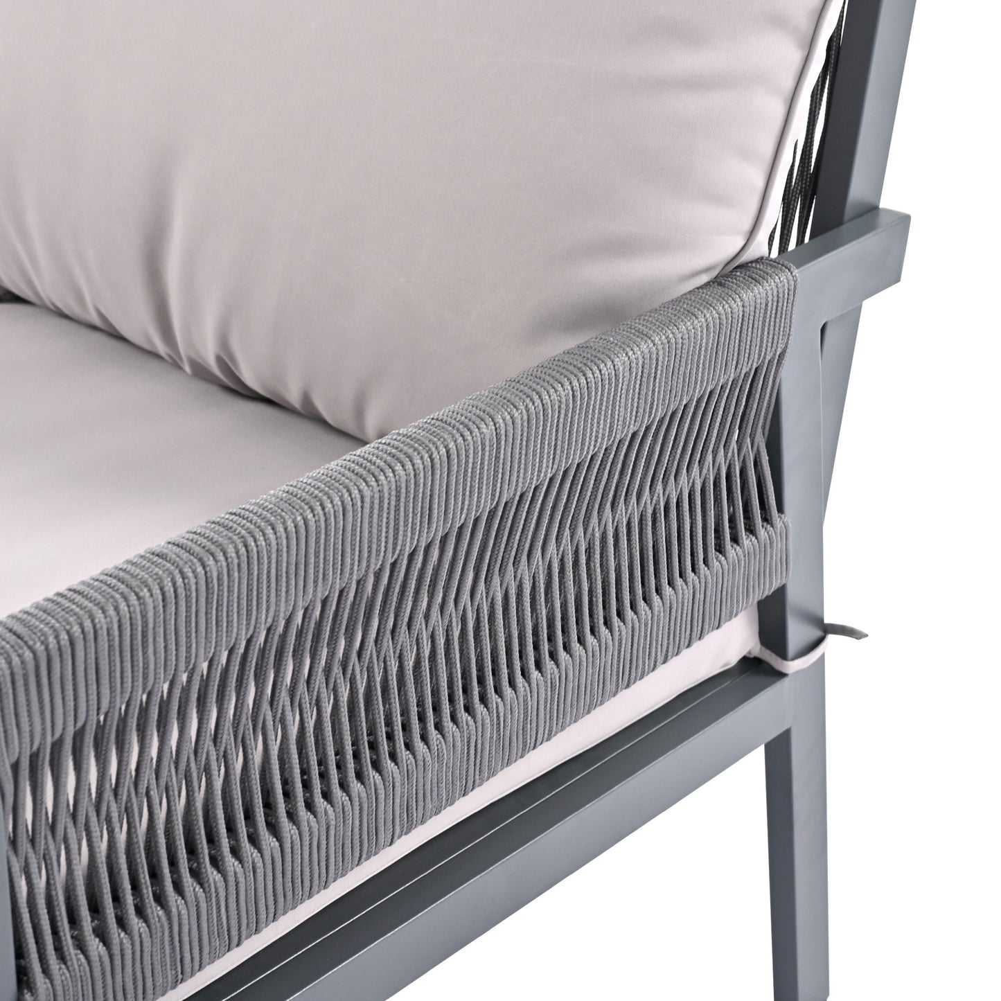 Mixon 4 Pc Patio Rope Sofa Set - Gray
