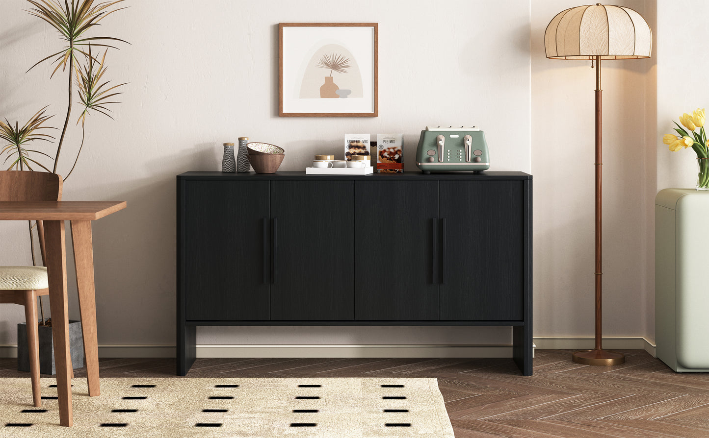 Miya Retro Sideboard Buffet - Black