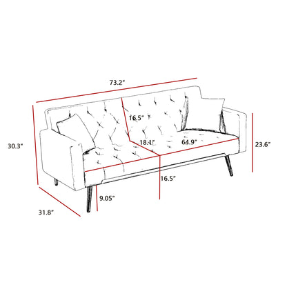 Coney Convertible Folding Futon Sofa Bed - Pink