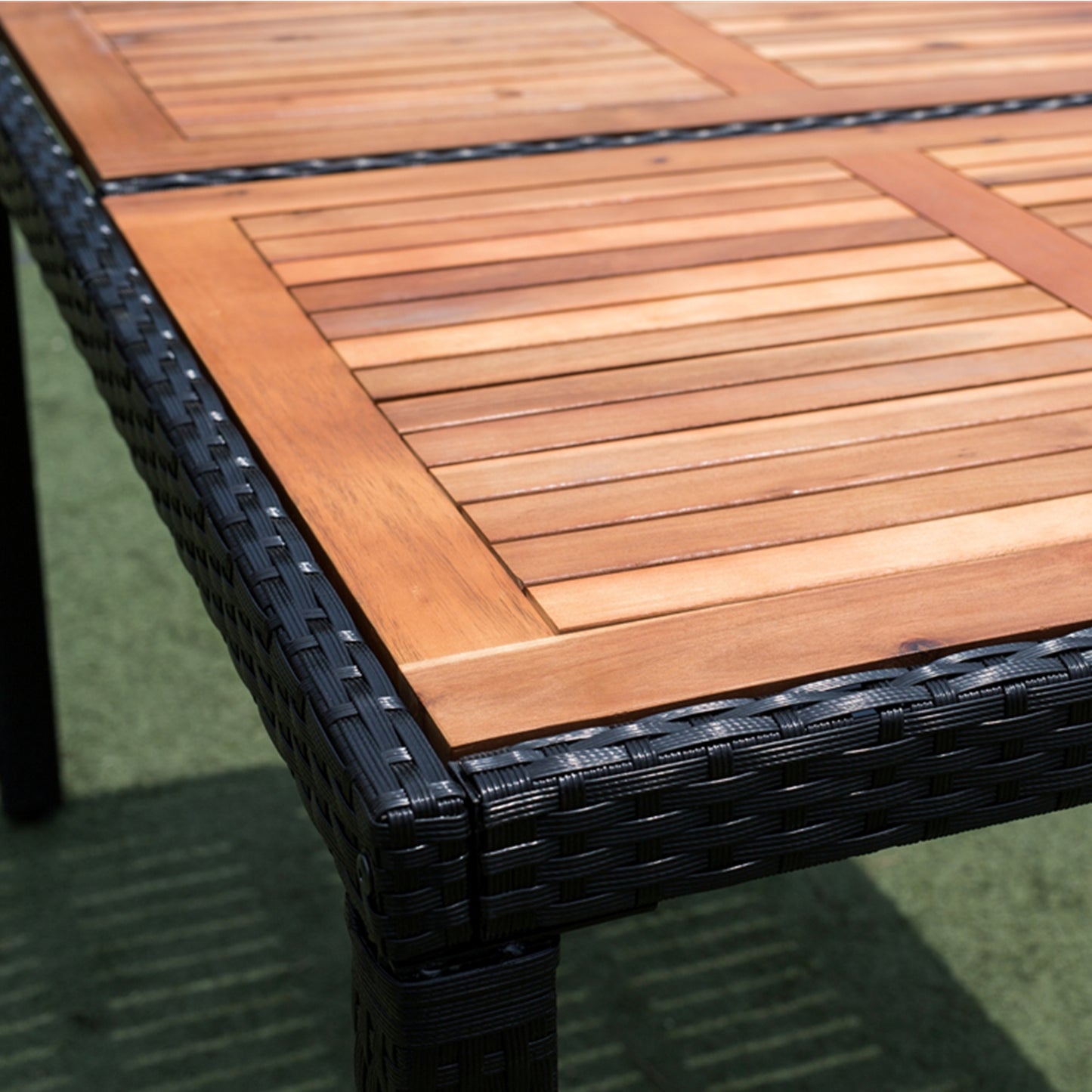 Shavon 7 Pc Outdoor Patio Wicker Dining Sett - Black
