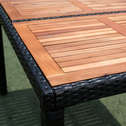 Shavon 7 Pc Outdoor Patio Wicker Dining Sett - Black