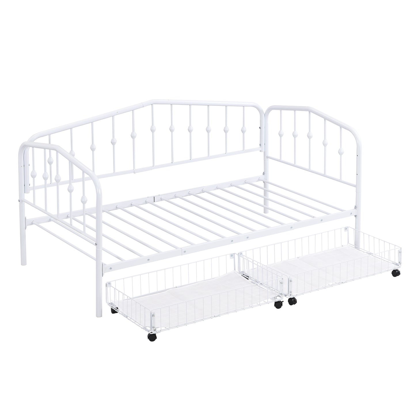 Zee Twin Size Metal Daybed with 2 Drawers - White