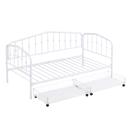 Zee Twin Size Metal Daybed with 2 Drawers - White