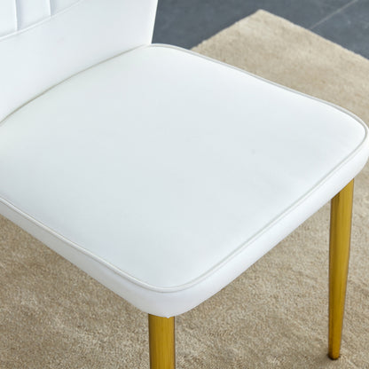 Baylor Dining Chairs with Golden Metal Leg (Set of 4) - White