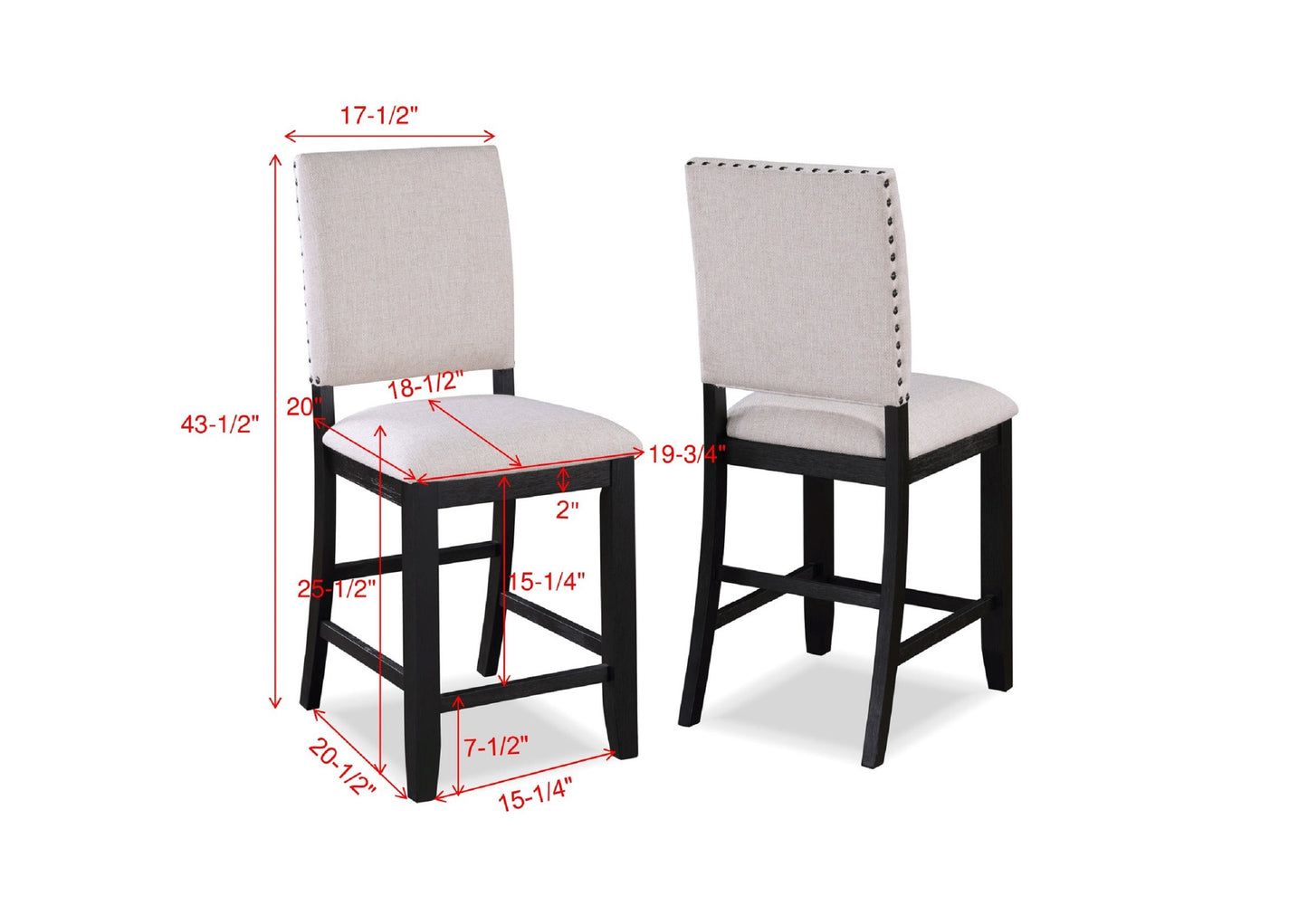 Alfonso Standard Height Dining Chairs  (Set of 2) - Charcoal