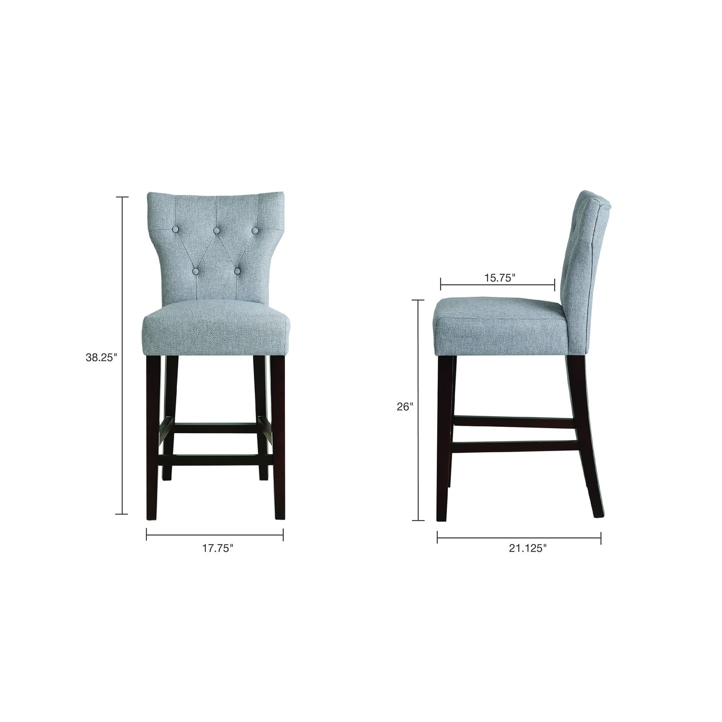 Eliga Tufted Back Counter Stool - Gray