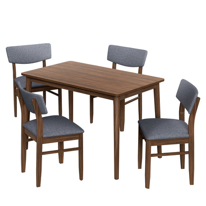 Burchard 5pc Dining Set Table 4x Side Chairs - Walnut