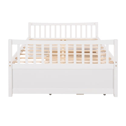 Xander Full Size Daybed with  Twin Size Trundle and Drawers - White