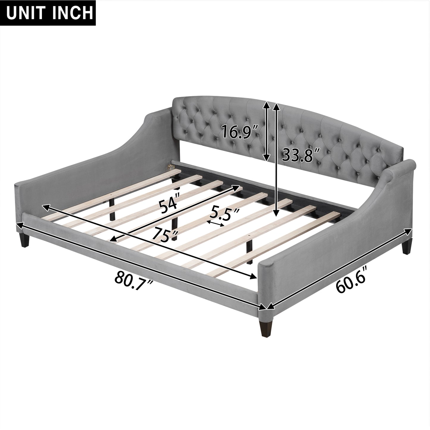 AF Luxury Tufted Button Full Size Daybed - Gray